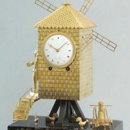 Franse molen-pendule met draaiende wieken, ca 1800. pendule moulin.