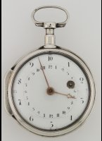 Antiek zeldzaam spillegang zakhorloge met 10-uurs aanduiding. De uurwijzer gaat 1 keer rond in 24 uur. ca. 1793