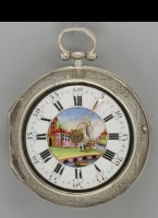 Engels horloge voor de Nederlandse markt, gesigneerd: 'May, London', ca 1760. Diameter 50 mm