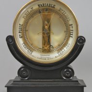 Antieke franse 'Bourdon' tafel- en wand-barometer op zwarte voet.